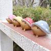 4Pcs/set Garden Hedgehog Statue Resin Hedgehog Wearing Mushroom Cap Weatherproof Hedgehog Figurine for Fairy Garden Home Patio Yard Decoration