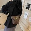 Trendy Women's Bucket Bag Stylish Retro Crossbody Satchel For Daily Use In Black Beige Coffee Khaki