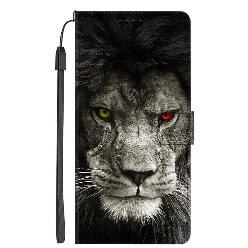 Кожаный чехол-кошелек с рисунком цветка и волка/собаки для Honor X5C Plus, X5C, Magic8 Pro 5G