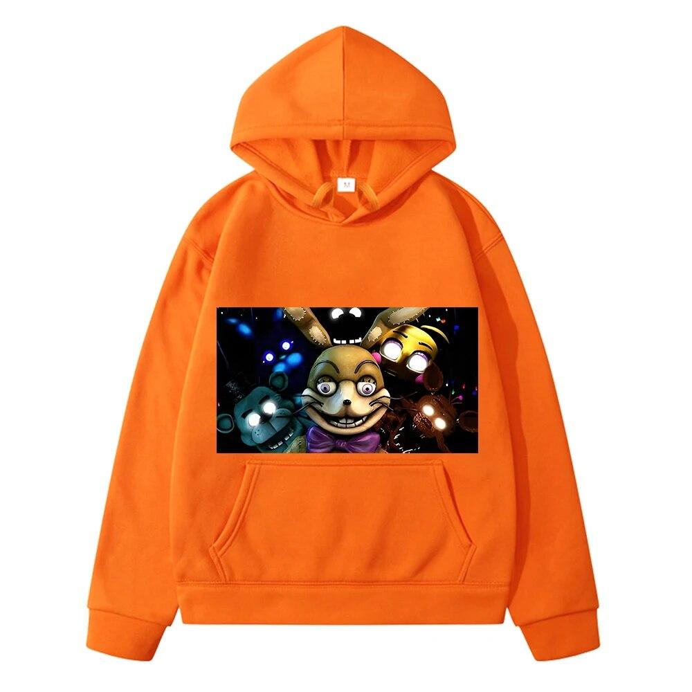 Толстовка с капюшоном в стиле аниме FNAF, осенняя флисовая толстовка для мальчиков y2k, пуловер Sudadera, куртка с медведем и кроликом, кавайные толстовки с капюшоном, детская одежда для девочек