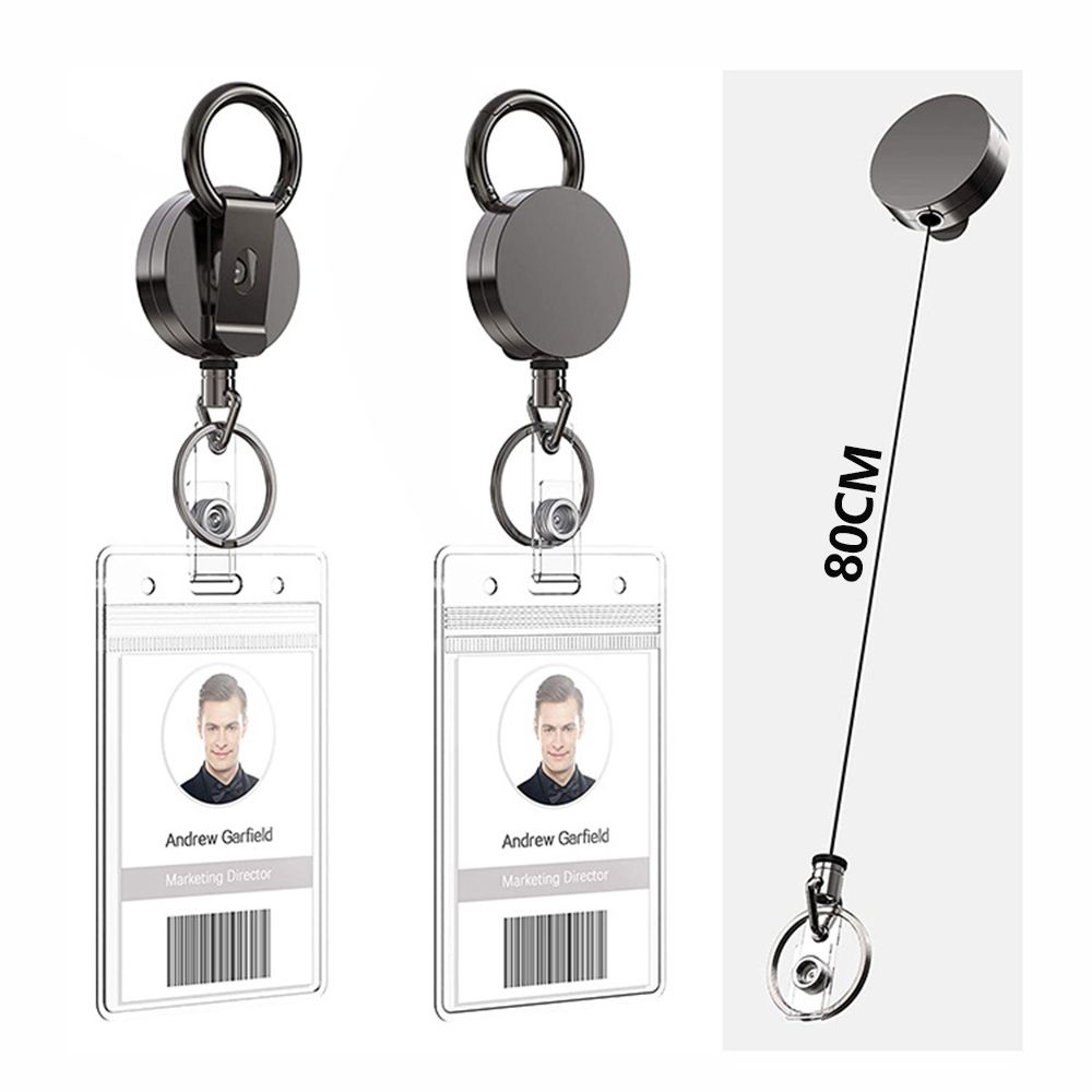 Wire Rope with Belt Clip Retractable Badge Reels ID Card Badge Holder Key Chain Ring Pull Keyring