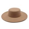 French Wide Brim Felt Hat Elegant Flat-top Cap New Women Flatcap  Women