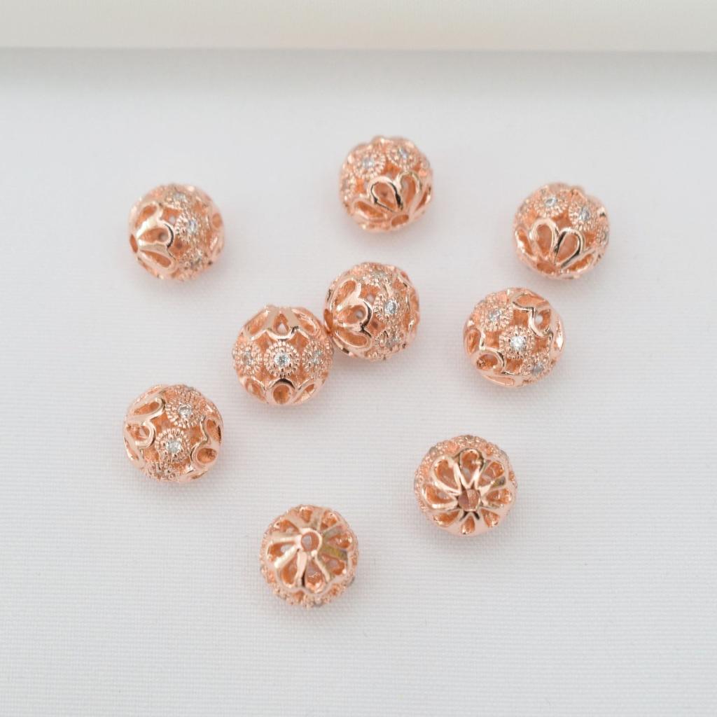 10 шт. 14-каратный золотой пакет, сохраняющий цвет, микро-инкрустированные циркониевые круглые бусины, полые свободные бусины, бриллиантовые шарики, бусины для браслета своими руками, бисерный материал для украшений