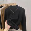 Semi-turtleneck Fleece Thickened Integrated Fleece Sweater Women's Autumn and Winter New Inner Bottoming Shirt Thermal Top