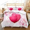 3D Love Heart Duvet Cover Luxury Romantic Theme Bedding Set King Queen for Couple Valentine's Day Gifts Bedroom Decor