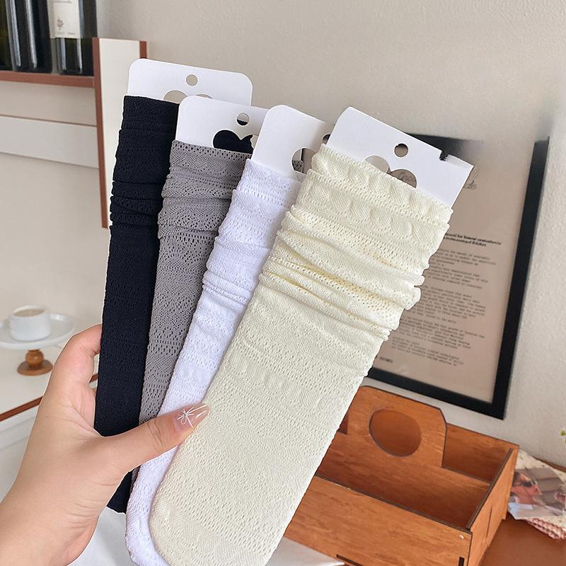 Pure Cotton Women's Lace Mid-calf Push-pull Socks, Breathable, Soft, Sweet and Trendy Socks