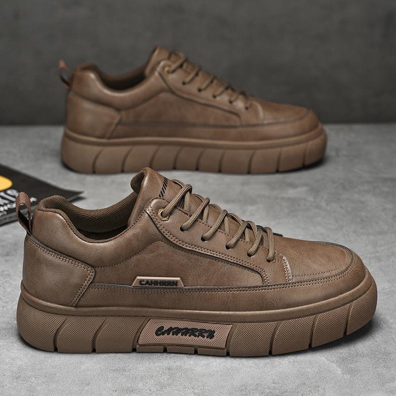 Men's Shoes Spring New Breathable Waterproof and Non-slip Shoes Men's Trend Versatile Black Leather Shoes Casual Sports Board Shoes Men's