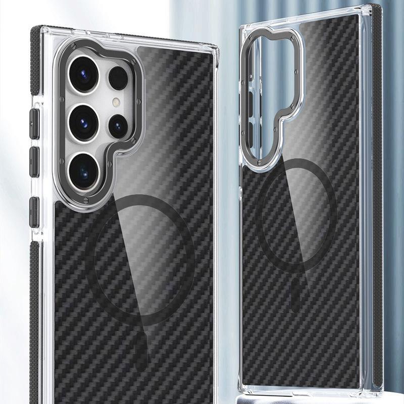 Применимо к Samsung S26Ultra магнитный чехол для мобильного телефона двухцветный с рисунком из углеродного волокна Apple iPhone17Pro противоударный жесткий