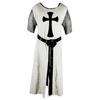 Mens Medieval Knight Crusader Templar Surcoat Halloween Costume with Hooded Cap Cloak Robe Cosplay Renaissance S-6XL