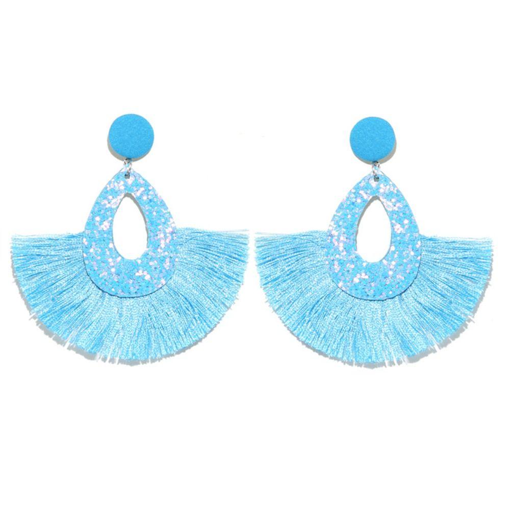 Серьги-капли с блестками и кисточками в богемном стиле, блестящие блестящие висячие свадебные серьги