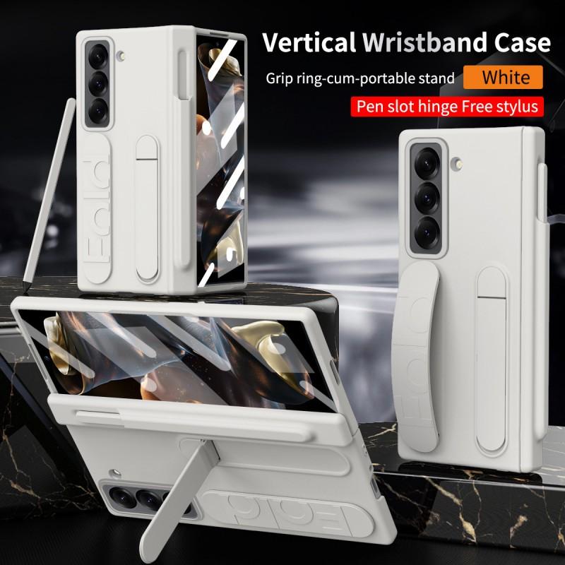 Magnetic Flip Case Galaxy Z Fold 8 Ultra With Pen Slot Wrist Strap Shockproof Stand PC Leather Hybrid Cover