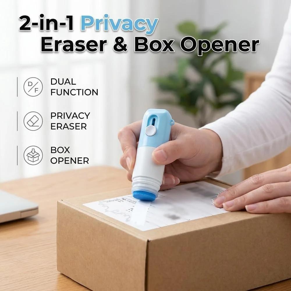 2-in-1 Box Cutter Thermal Paper Eraser, 2026 New Water-Based Thermal Paper Eraser Pen with Unboxing Knife
