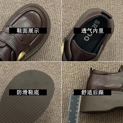 Маленькие кожаные туфли на толстой подошве женские весенне-осенние новые туфли-лодочки черные одинарные туфли Дуду