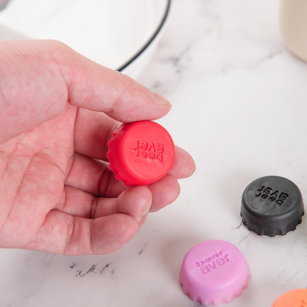 6PCS Silicone Bottle Cap Color Round Soft Glue Plug Keeps Fresh Vacuum Sealing Champagne Bottle Creative Kitchen Tool