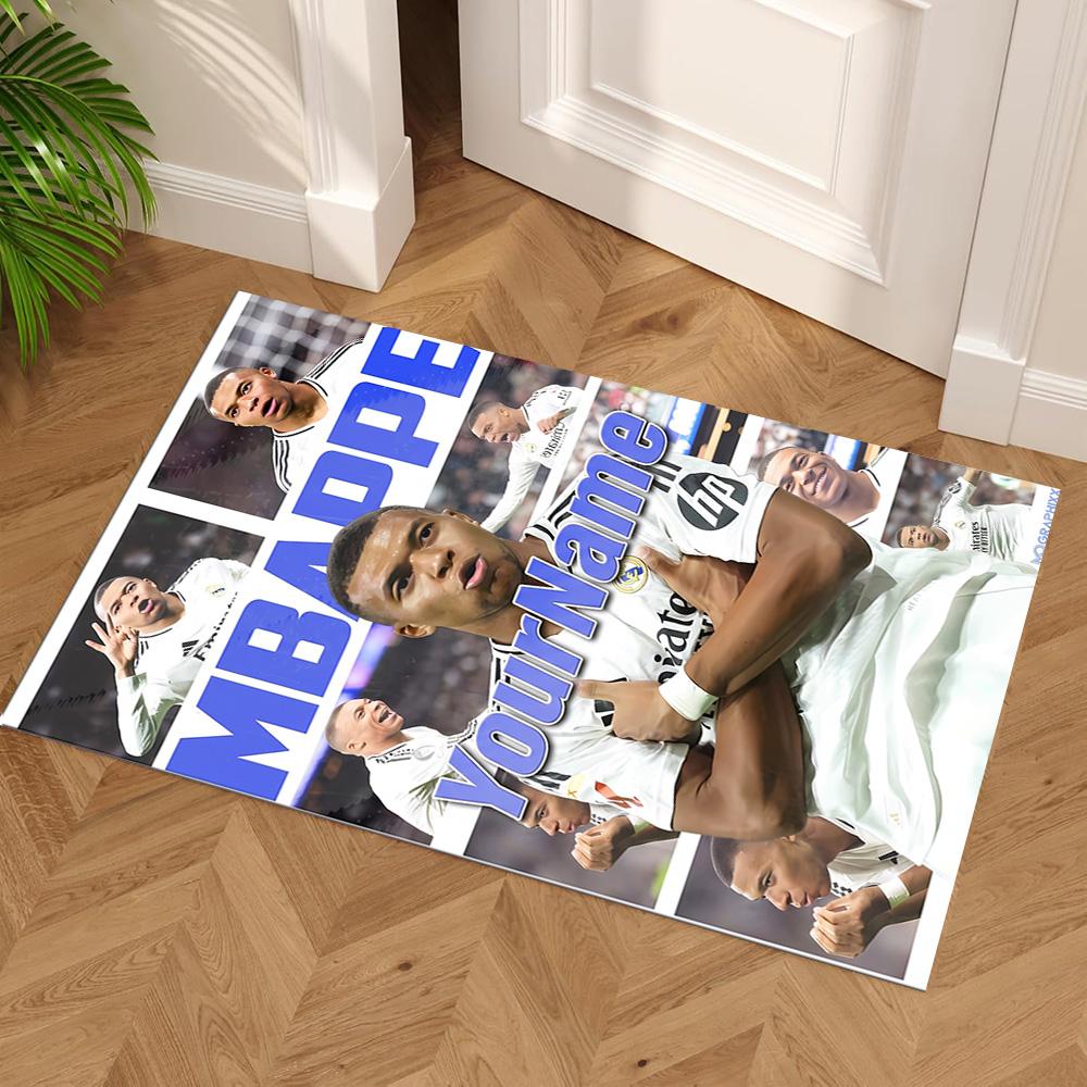 Mbappe Personalized Name Carpet Design for Decorate room Outdoor Hallway Balcony Anti-slip Rug Anime Office Decor