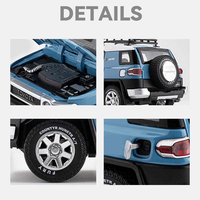 LICENSED 1:24 Toyota cruiser FJ Colooze cross country Off Road vehicle alloy model SUV simulated sound light Kid Birthday Gift
