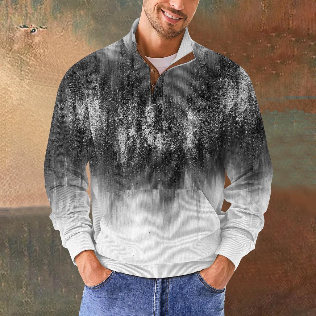 Мужская повседневная толстовка в стиле ретро с градиентным принтом