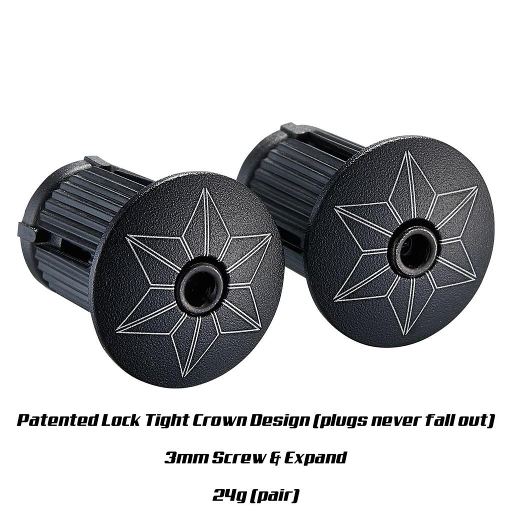 Supacaz Cycling Bar Tape Super Sticky Kush Black with Black Star Plugz - -