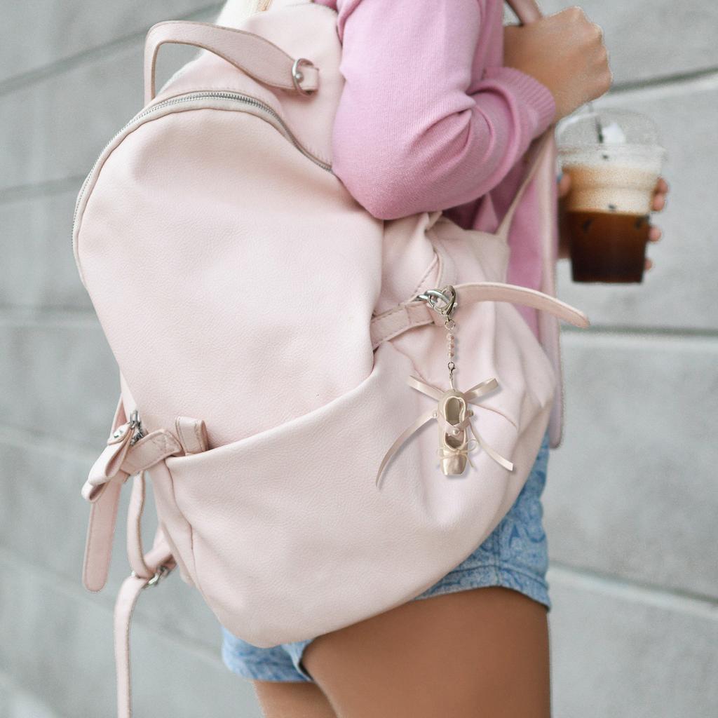 Ballet Shoe Keychain Pendant Sweet Bowknot Charm Dance Shoes Hangings Ornament Keyring Backpack Decoration for Women Gir