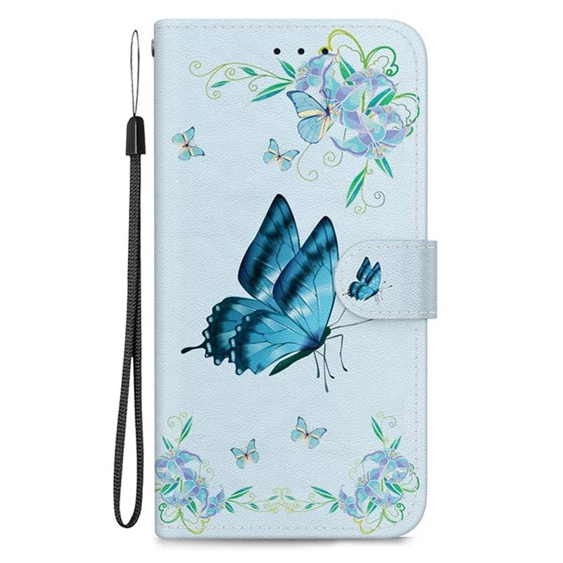 Case on For Samsung Galaxy A15 A05s A05 A25 A24 A14 4G A34 A54 5G A155 A156 A256 Leather Flip Stand Phone Cover Cute Flower Capa