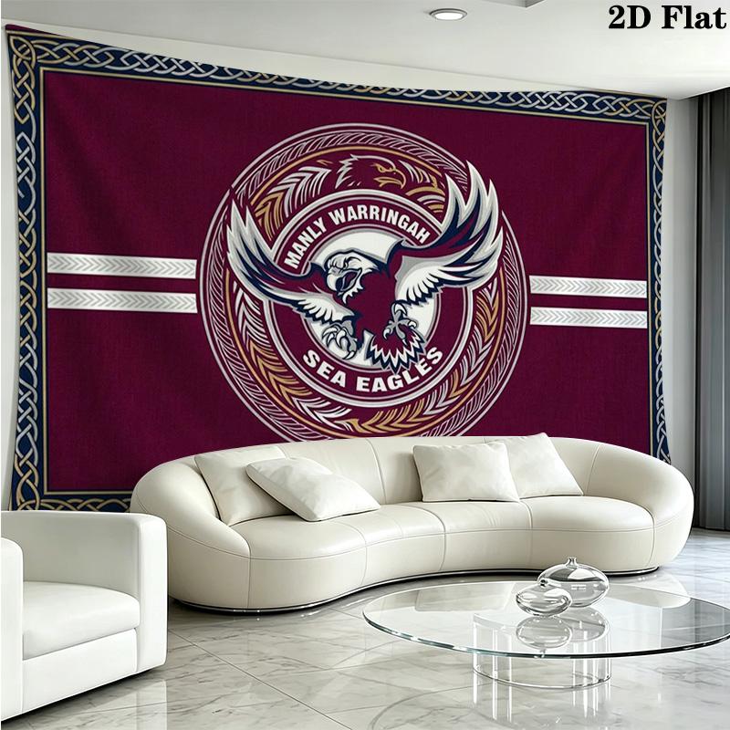 Manly Warringah Sea Eagles Wall Tapestry Aesthetic Wall Hanging Printed Fabric Blanket Decorative Tapestries for Bedroom Living Room Home Decor