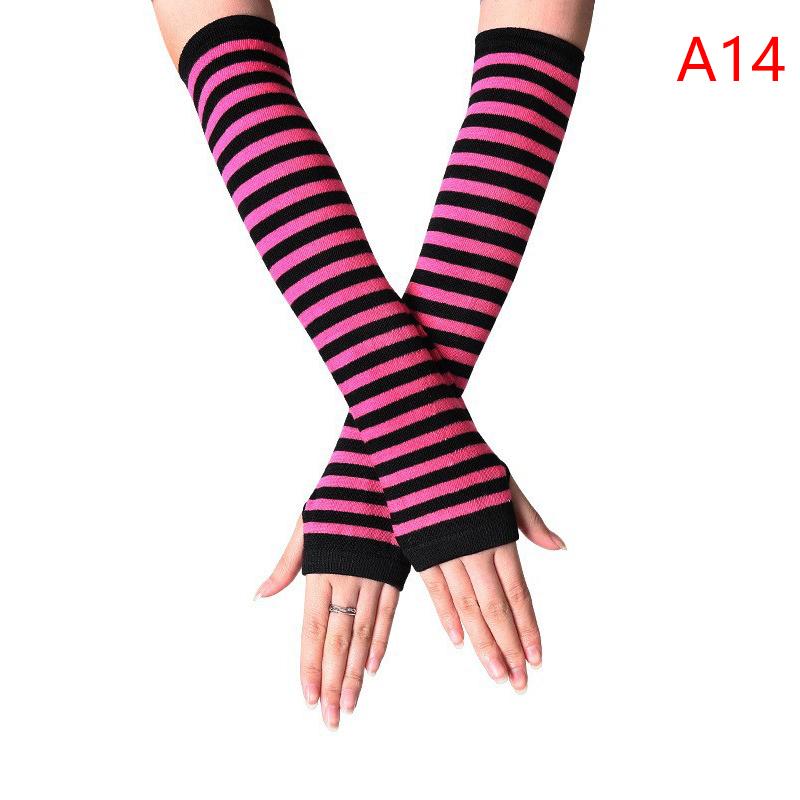 Зимние теплые перчатки с длинными рукавами для мужчин и женщин, без пальцев, в полоску, в стиле хип-хоп, варежки до локтя, эластичные утепленные рукава для улицы