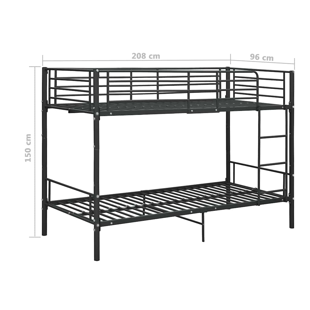Black Metal Bunk Bed 90*200 cm