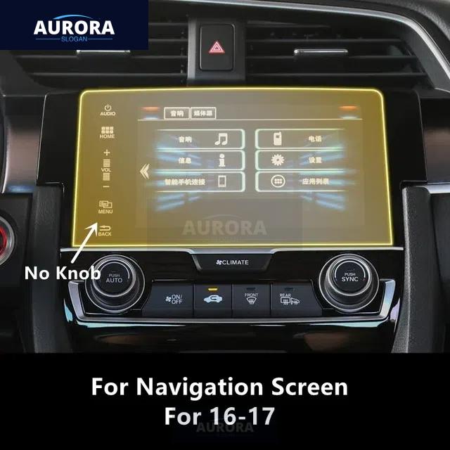 For HONDA CIVIC 16-20 Dashboard,Navigation Screen Transparent TPU Protective Film Anti-scratch Repair Film Accessories Refit
