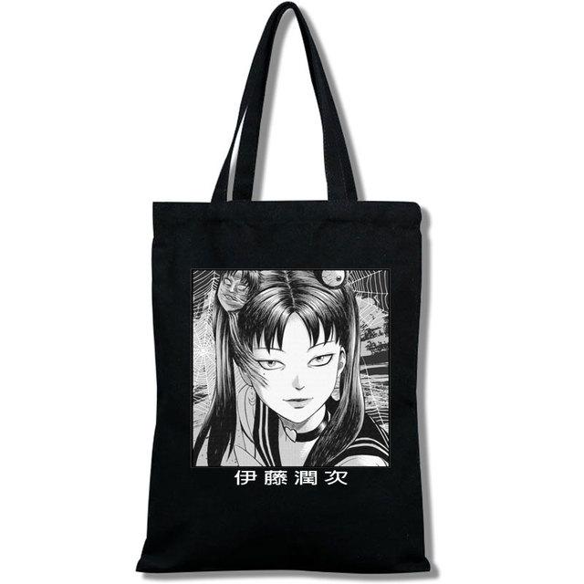 Японская сумка для покупок для девочек в стиле манга Junji Ito Tomie Shintaro Kago с принтом, сумка-тоут с мультяшным хипстерским принтом, повседневная мода