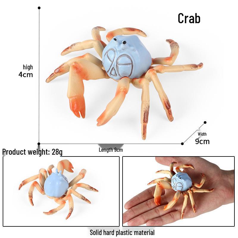Фигурки-модели морских животных: Акула, Дельфин, Молотоголовая акула, Краб, Кальмар, Морская звезда для образования детей