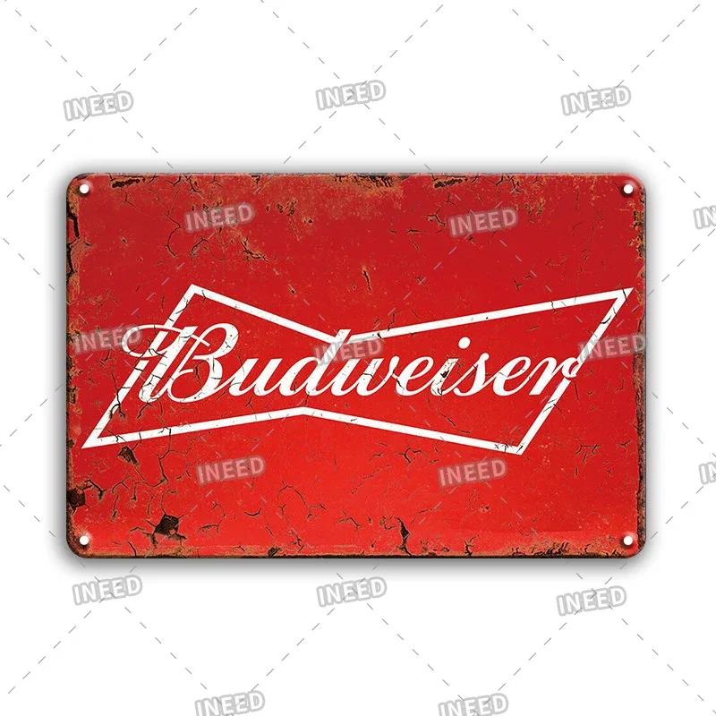 Жестяная табличка Оригинальное ПИВО Budweiser Металлические знаки Забавные металлические постеры Ретро настенная табличка Ретро винтажная тарелка Для настенного декора бара клуба