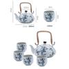 White Ceramic Porcelain Tea Set Flower and Bird Design 800ml Teapot with Handle (1 Kettle + 4 Teacups) Gift Box