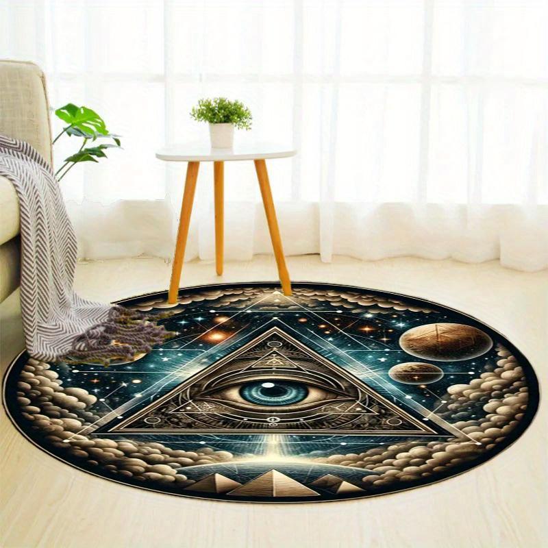 Starry Sky Eye Of Horus Round Rug Nonslip Area Rug Office Chair Mat Carpet For Living Room Bedroom Home Decor