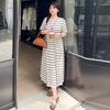 Women's Slimming Striped T-shirt Dress, Summer Loose Straight Knit Dress