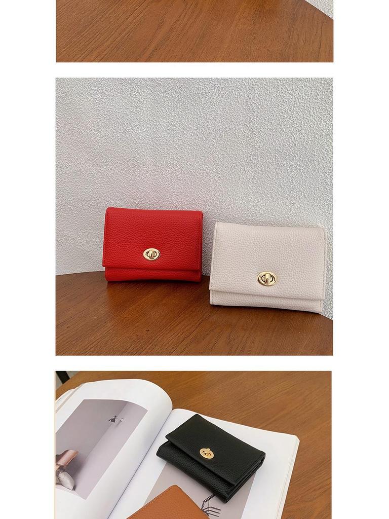 Women's Korean Trend Solid Color Foldable Short Wallet and Card Holder