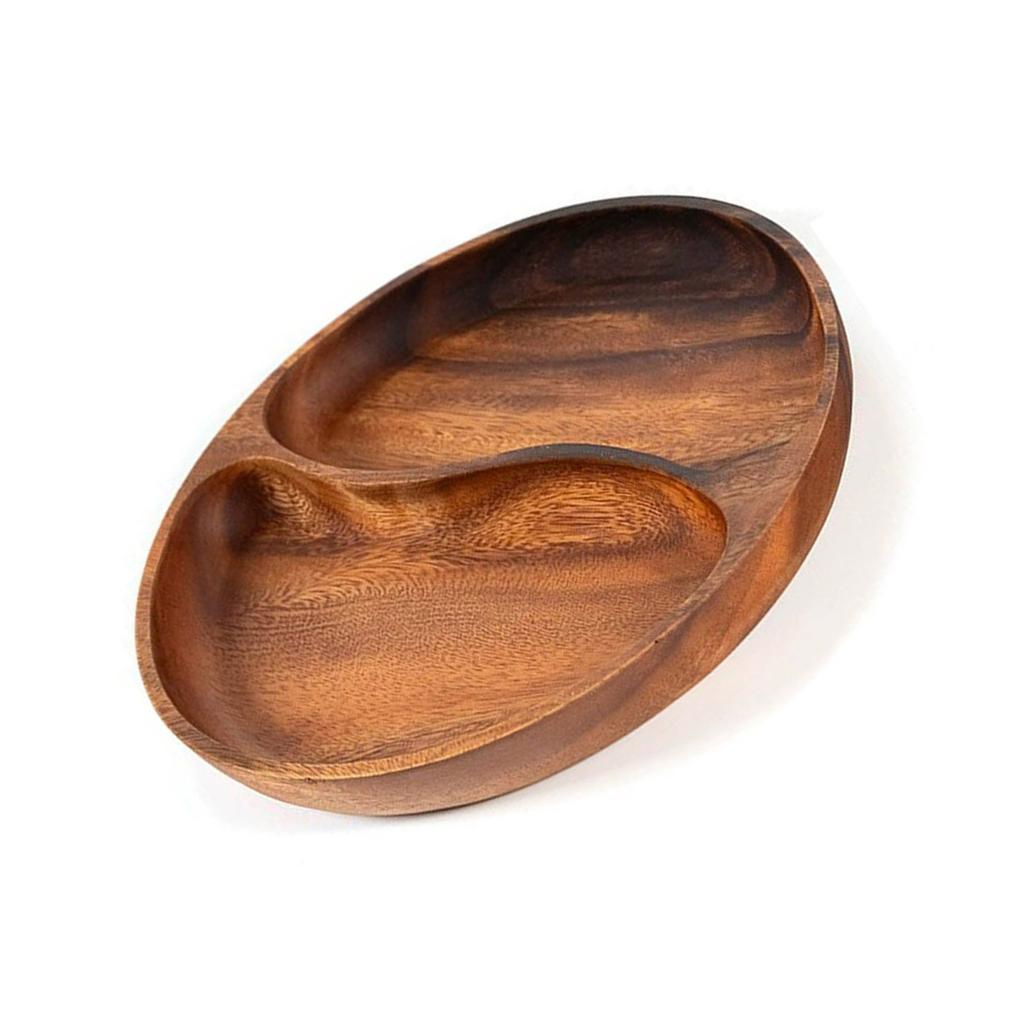 Round Divided Servings Tray Wood Nut Holder Serving Dishes Dried Fruit Tray Appetizers Tray Dish Platters Easy To Clean