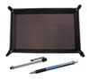 Leather Pen Tray with Metal Touch Silver and Metal Pitch Grip Ballpoint Pen Set Chocolate-colored & (blue) TRATYO-ALST-WZ2067BP-L