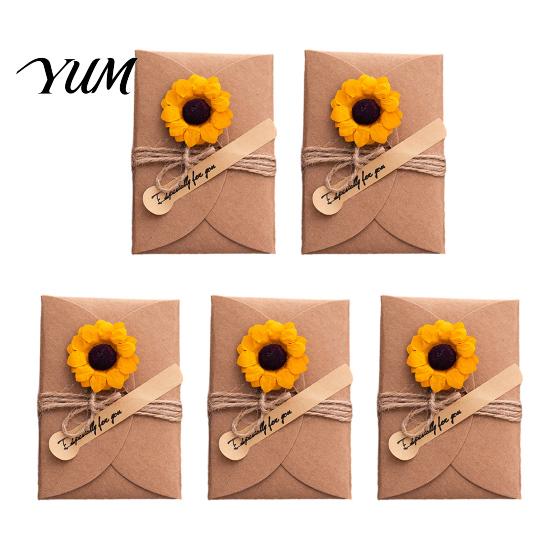 Exquisite Holiday Celebration Cards 5Pcs DIY Dried Flower Greeting Cards, Handmade Note with Artificial Flowers, Jute Twine Floral Hang Tags, Gift for