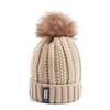 High Quality Letter B Cotton Beanies Wool Fur Pompom Winter Hat For Women Girls Warm Knitted Hat