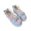 Lovely Girls Lolita Sweet Bowknots Platform Shoes,Students Cute Small Bell Heart Shaped Straps Flat Elevator Shoes Mary Janes