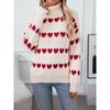 Women's Fall/winter Sweater Loose Casual Love Jacquard Turtleneck Pullover Knit Sweater