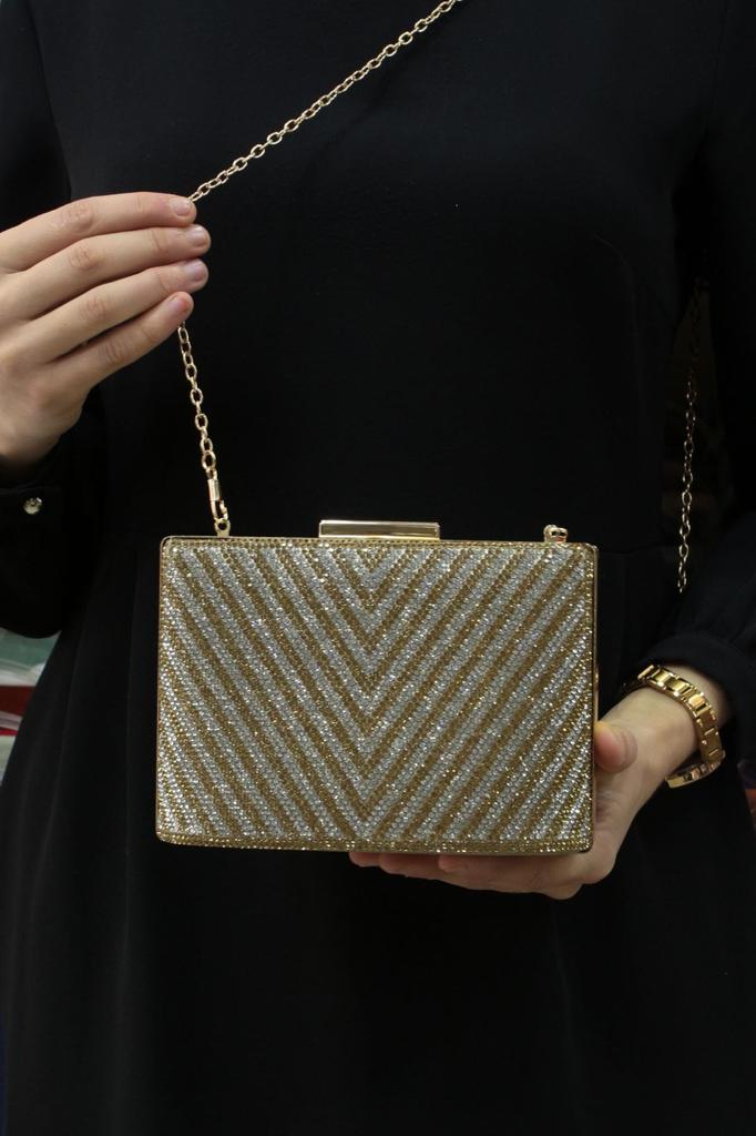 Women's Stylish and Useful Evening Dress Bag Women's Platinum Triangle Stone Evening Dress Evening Bag