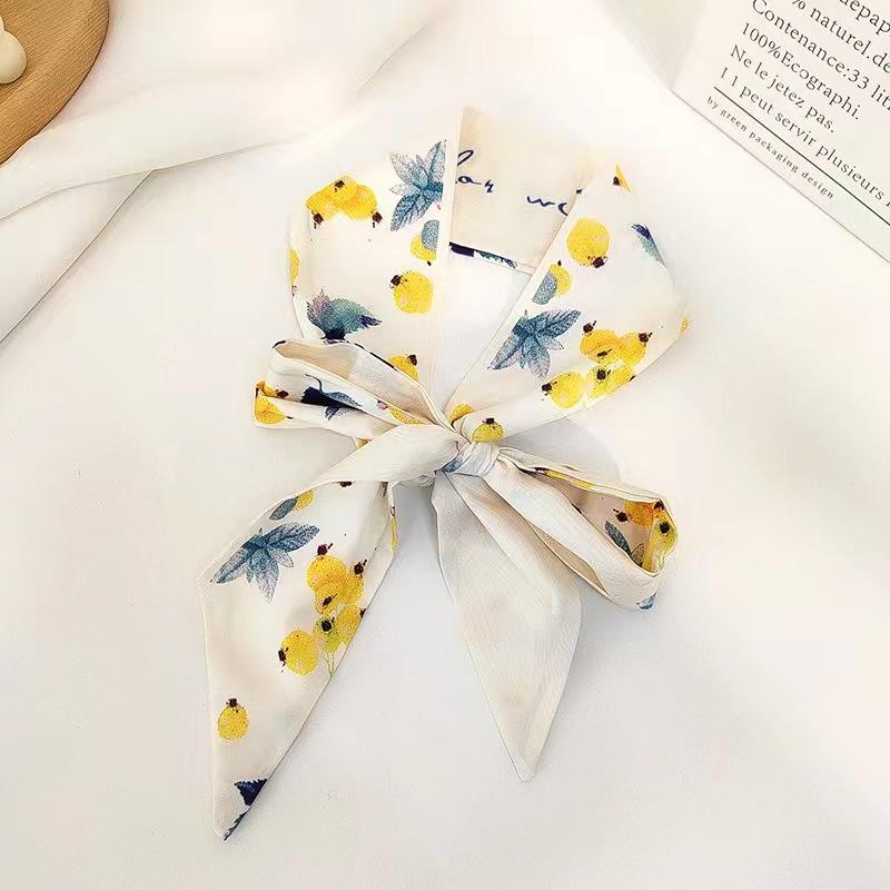 Маленький белый и нежно-зеленый шелковый шарф для женщин, тонкая лента, повязка на голову, резинка для волос, украшение для сумки, длинный