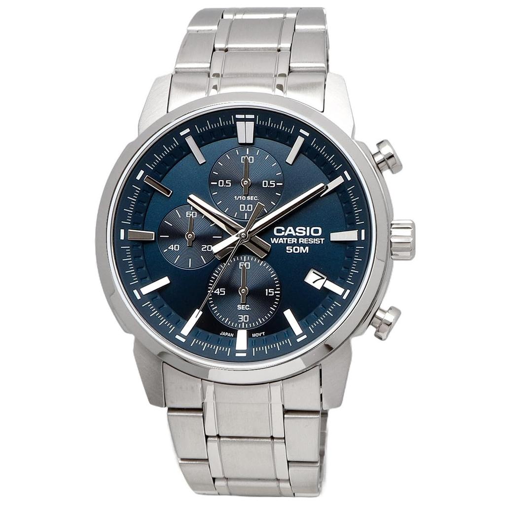 Casio Стандартные мужские часы 1/10 Хронограф Кварцевые MTP-E510D-2A2V синие