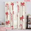 2pcs,2D Plane Printing Curtain Fabric Candy Cane Stripes Christmas (4) Durable Polyester (without Rod) All Seasons Ldeal for
