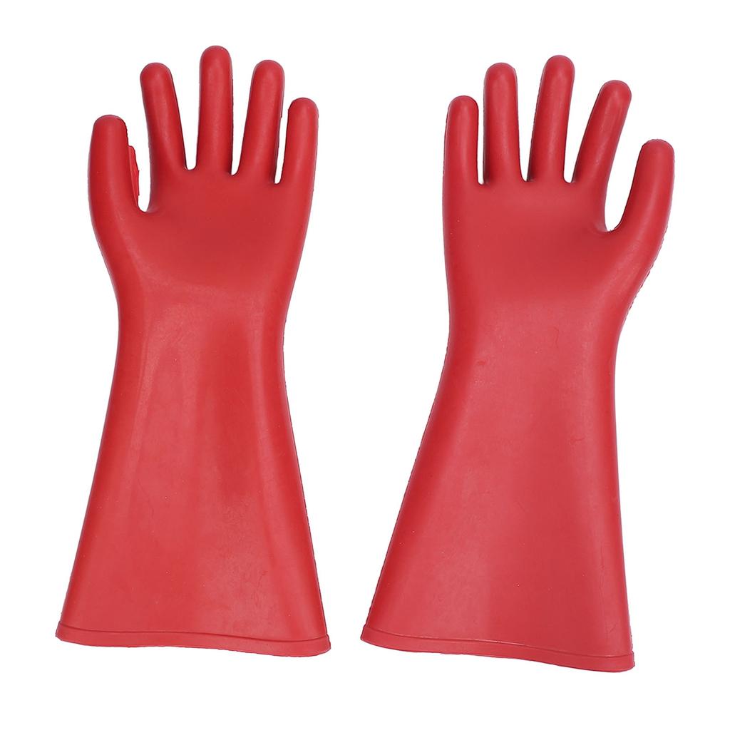 2 Pcs Electrical Insulated Gloves Red Rubber 12kv High Voltage Resistant Anti Cutting Piercing Elect