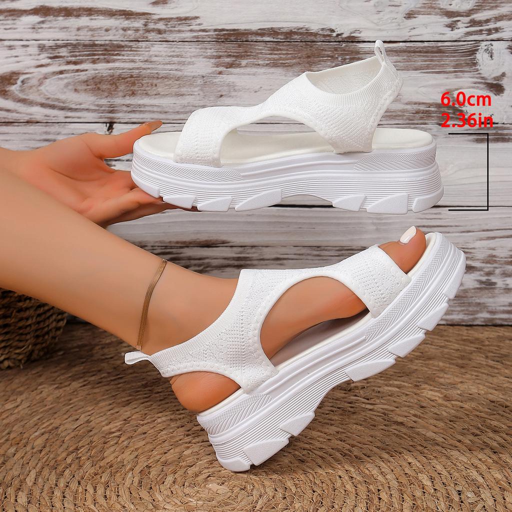 Женская летняя обувь 2025 года, сетчатые босоножки на платформе с рыбками, женские босоножки на танкетке с открытым носком, легкая повседневная женская обувь Zapatillas Mujer