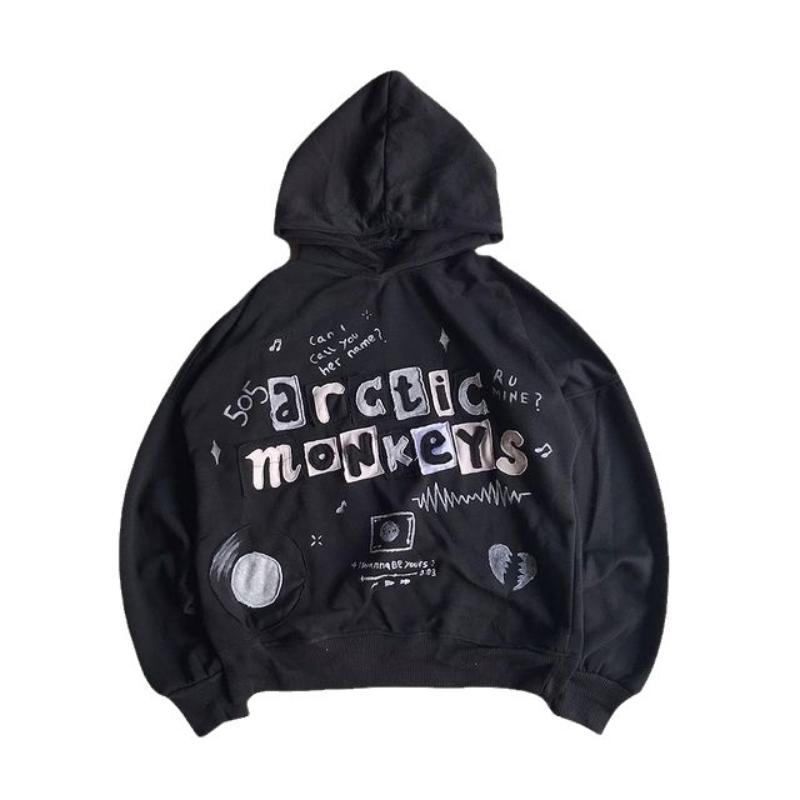 Y2K Spring Street Trend Patch Printed Hoodie Свободный пуловер Мужской и женский свитер