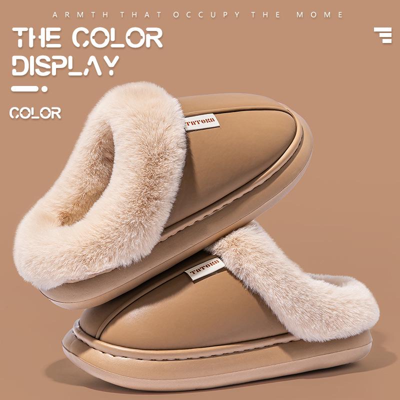 Женские нескользящие водонепроницаемые хлопковые тапочки на толстой подошве – Уютный меховой дизайн для осенне-зимнего периода, для беременных и мужчин