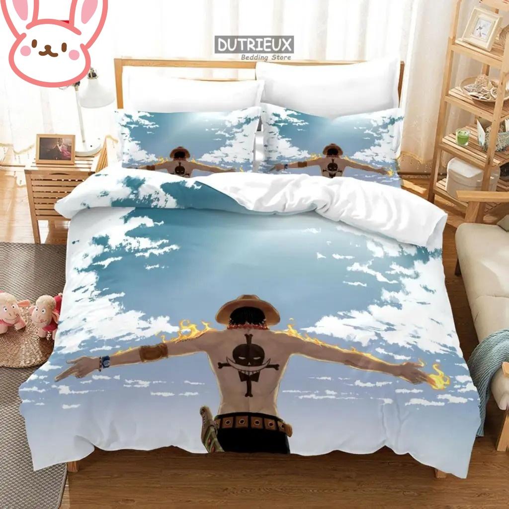 3D Hot Sale One Piece Quilt Cover Set Luffy Sauron Anime Bedding Set Quilt Cover with 2 Pillocase Bedroom Decor Teens Best Gifts